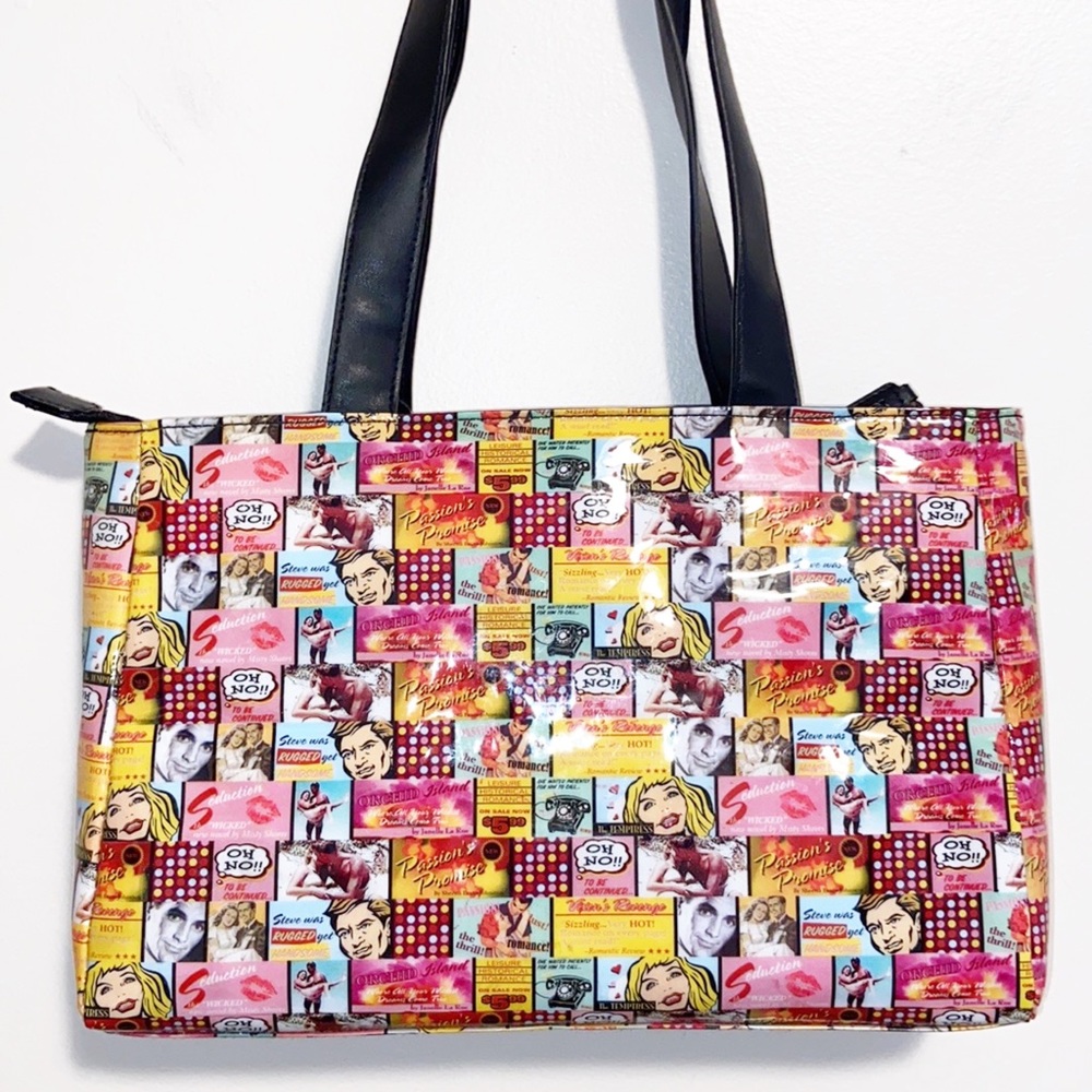 NWT Vintage Relic Collage Jelly Tote Bag Y2K Retro Comic Strip pin up vibes - Picture 1 of 15